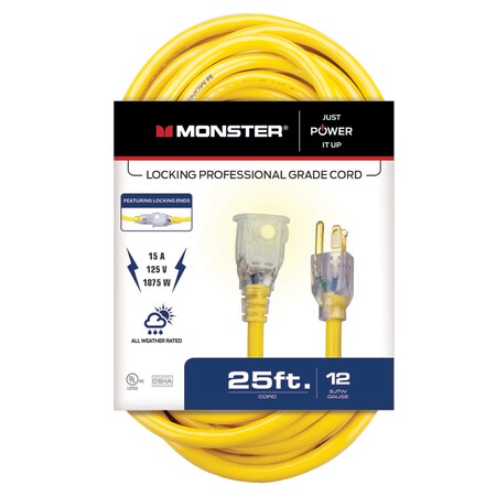 Monster Extnsion Cord25' 12/3Ylw 1503